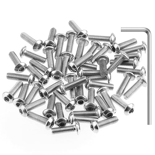 HELIFOUNER 100 Pieces M3 x 10mm, Thread Pitch 0.5mm, 304 Stainless Steel (18-8) Button Head Socket Cap Screws, Fully Threaded - size: M3 x 10mm