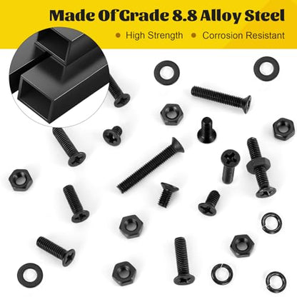 1320pcs M3 Countersunk Screws Assortment Kit, M3x4/6/8/10/12/16/20 mm Phillips Flat Head Bolts and Nut Assorted Set, Machine Screws Grade 8.8 Alloy Steel Black Zinc Plated - size: M3 1320pcs