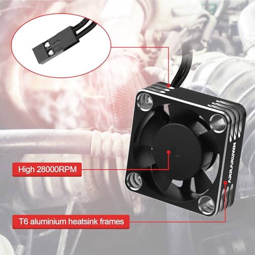 2Pack RC Car Motor Cooling Fan Heatsink 28000RPM Brushless ESC Cooling Fan for RC Car 1/8 1/10 540 550 Motor (Black+Silver) - color: Black Sliver 2pack