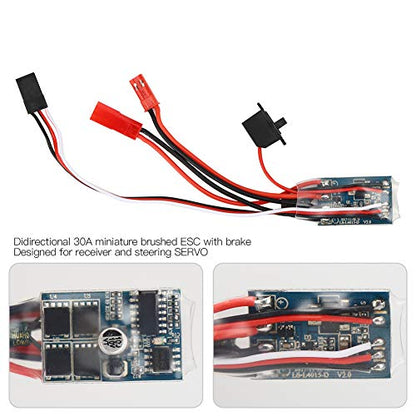Bidirectional 30A Brushed ESC Speed Controller, with Brake Function, for RC Car Boat DIY (Black)