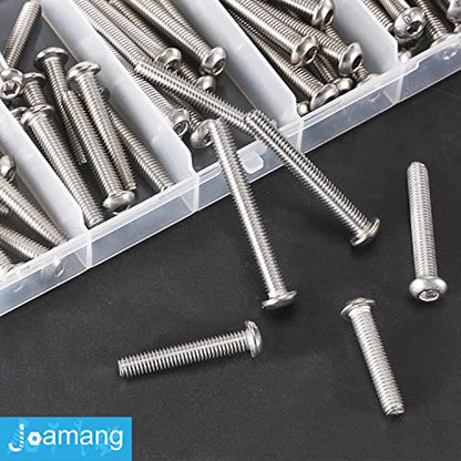 M6 x 30mm 35mm 40mm 45mm 50mm Button Head Socket Cap Screws Bolts, Stainless Steel 304, Metric Allen Hex Drive, Bright Finish, Fully Threaded, Assortment Kit 50PCS - size: Button M6x30-50 mm
