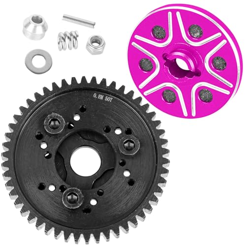 RC 50T Spur Gears 0.8Mod Upgrades Part for 1/10 Slash 2WD (VXL)/Rustler 2WD (VXL)/Stampede 2WD (VXL)/Bandit 2WD (VXL),RC Steel Metal Extra-Heavy Slip limiting Clutch,Pink - color: Pink - (50t)
