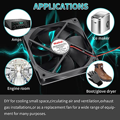 Wathai 120mm 12V 0.45A 2Pin DC Brushless Cooling Fan 12 Volt 120x120x25mm | High CFM 5 inch Exhaust Fan Motor, 3000 RPM DIY 2-Wire Replacement - style: 12V 2Pin 3000RPM