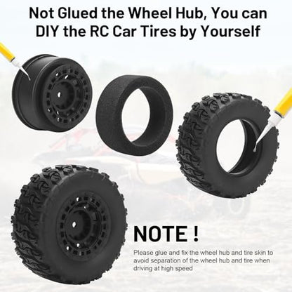 1/10 RC Short Course Truck Tires, daitoku 12mm Hex RC Wheels and Tires for 1/10 Traxxas TRX4 Slash Arrma Losi Tenacity Vkar 10sc Hpi - Style B (Black) - style: Style B