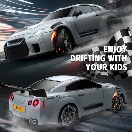 1/24 4WD RC Drift Car, 2.4GHz 20KM/H High Speed Remote Control Racing Car with Drifting Tires, Gift for Kids Adults - color: White