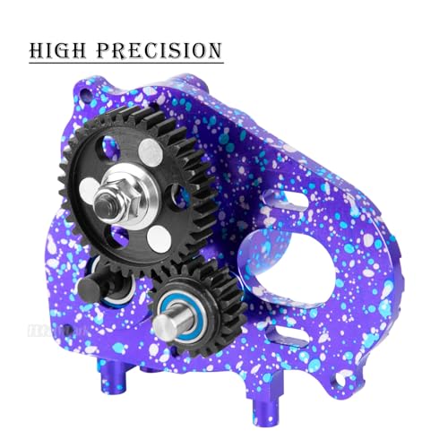Aluminum Gearbox Complete Transmission Case w/Gear Upgrades Part for 1/10 SCX10-AXI03004 Capra 1.9 UTB RC Crawler Car,Colorful-(Purple-Blue) - color: Colorful (Purpleblue Tone) - (Gearbox)