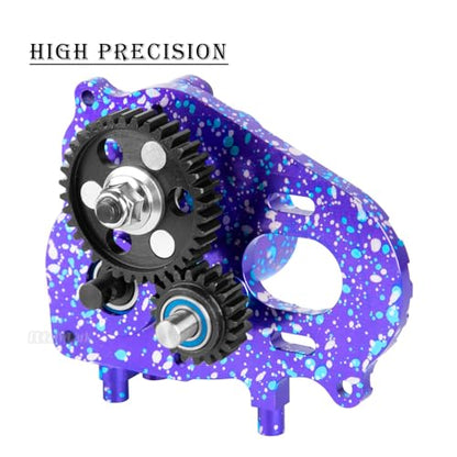 Aluminum Gearbox Complete Transmission Case w/Gear Upgrades Part for 1/10 SCX10-AXI03004 Capra 1.9 UTB RC Crawler Car,Colorful-(Purple-Blue) - color: Colorful (Purpleblue Tone) - (Gearbox)
