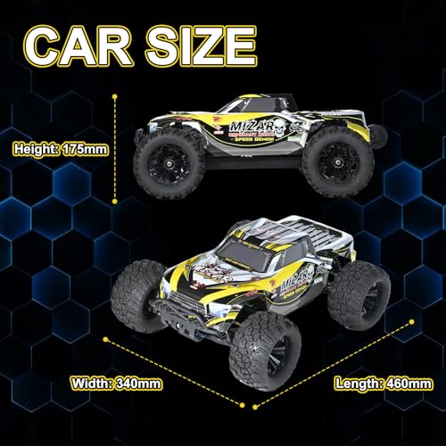 1/10 Brushless RC Truck, 4WD Fast Remote Control Car for Adults with 3S 5000mAh Battery, 2-Speed Transmission & CNC Metal Gears, All-Terrain Waterproof Heavy-Duty Off-Road Monster Truck RTR
