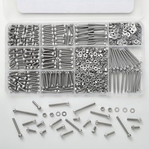 750PCS M3 Screws Assortment Kit, 304 Stainless Steel 18-8 Hex Socket Head Cap Screws Bolts Nuts and Washers Set, M3 x 6/8/10/12/16/20/25/30mm, for 3D Printer - size: SS M3 750PCS Socket Cap