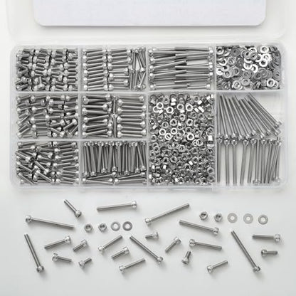 750PCS M3 Screws Assortment Kit, 304 Stainless Steel 18-8 Hex Socket Head Cap Screws Bolts Nuts and Washers Set, M3 x 6/8/10/12/16/20/25/30mm, for 3D Printer - size: SS M3 750PCS Socket Cap