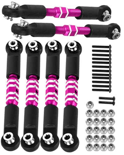RC Aluminum Adjustable Turnbuckles Camber Links Toe Link Upgrades Part for 1/10 Senton/Granite/Vorteks 3S BLX(Mega 550).Alloy Adjustable Turnbuckles Hops Up.Pink(6PCS) - color: Pink(for 1/10)