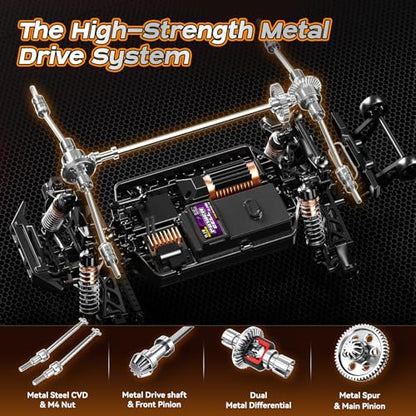 1/14 Brushless RC Cars for Adults, Max 42mph Oil Shock Absorber Electric 4WD High-Speed Off-Road RC Car, Remote Control Car for Adults RC Truck with Two 3S LiPo Batteries 1200 mAh - color: Purple