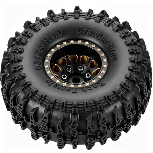 RC 1.0" Beadlock Wheels and Tires for RC Crawler 1/18 TRX4M,1/24 SCX24,Brass 1.0 Beadlock Wheels RC Rims w/ 1.0 Beadlocks Tires Soft Sticky Rubber Tires,4pcs,Style B - style: Style B(4pcs)