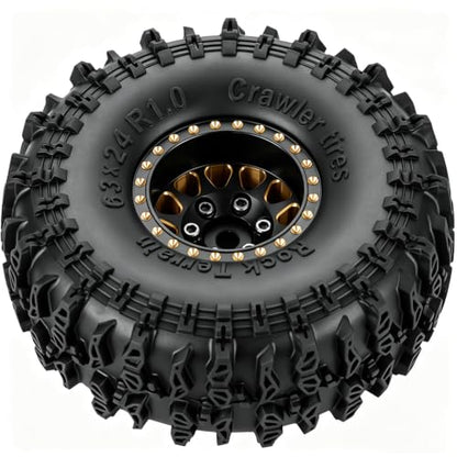 RC 1.0" Beadlock Wheels and Tires for RC Crawler 1/18 TRX4M,1/24 SCX24,Brass 1.0 Beadlock Wheels RC Rims w/ 1.0 Beadlocks Tires Soft Sticky Rubber Tires,4pcs,Style B - style: Style B(4pcs)