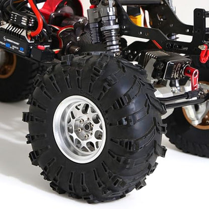 REDSPIDER 2.2 Beadlock Wheels（4PCS） Aluminum 2.2 Wheels for 1/10 RC Rock Crawler Car Axial Wraith RR10 SCX10 II III 90046 TRX4 TRX6 YETI D90 CC01 RC Crawler Car Upgrade Parts (Silvery)