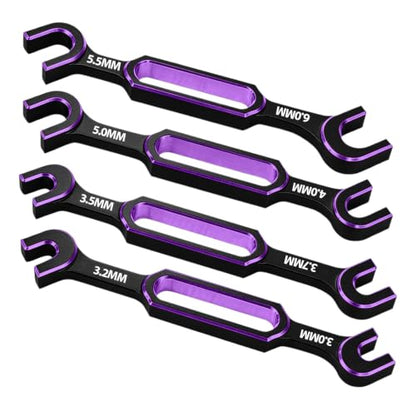 4PCS RC Wrench 3.0/3.2/3.5/3.7/4.0/5.0/5.5/6.0mm Turnbuckle Nut Ball Joint Remover RC Repair Tool for RC Crawler Car Boat RC Drone Upgrade Parts, Purple - color: Purple