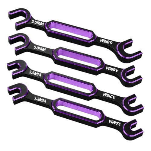 4PCS RC Wrench 3.0/3.2/3.5/3.7/4.0/5.0/5.5/6.0mm Turnbuckle Nut Ball Joint Remover RC Repair Tool for RC Crawler Car Boat RC Drone Upgrade Parts, Purple - color: Purple