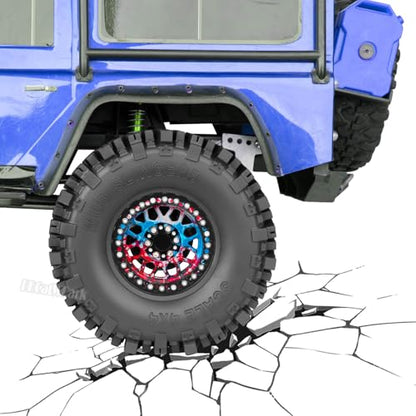 Aluminum 2.2 Wheel Tires for 1/10 SCX10 SCX10 II SCX10 III SCX10 Pro TRX4 TRX6 Gen7/8 D90 VS4-10 MST CFX RC Crawler Car,2.2 Beadlock Wheel Off Road Buggy Rally RC Truck Tires,Colorful(Red Blue Tone) - color: Colorful(red Blue Tone) - (4pcs Tires)