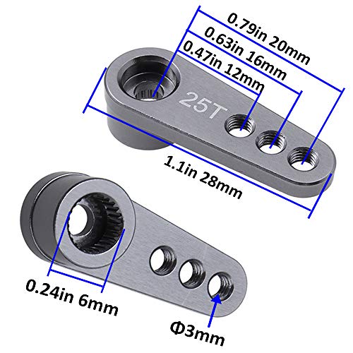 2-Pack Metal 25T Servo Horn Steering Arms M3 Thread for Futaba Savox Power HD HSP MG995 MG996 Servo Motor