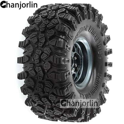 2.2 inch RC Crawler Tires and Beadlock Wheels Rims OD 5.35'' 1:10 Soft Rubber Mud All Terrain Tyres for 1/10 1/8 Rock Crawler Car Traxxas TRX4 Axial SCX10 II RC4WD CC01 Gen8 (Titanium) - color: Titanium