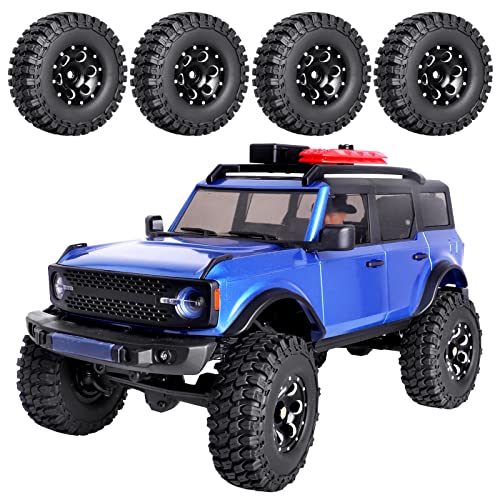 HobbyPark 4pcs 1.0 Beadlock Wheels and Tires Metal Micro Crawler Tires with Brass Wheel Weights Extended Wheel Hubs for 1/24 RC Crawler Car Axial SCX24 Gladiator Bronco C10 Deadbolt Upgrades (Type C) - style: Type C