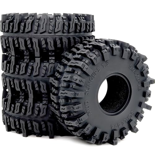 5.0'' Tall RC 1.9 Crawler Tires Soft Sticky T8 Mud Slingers Tyre for 1/10 Rock Crawling TRX4 high Trail SCX10 Wraith Upgrades, HS701545