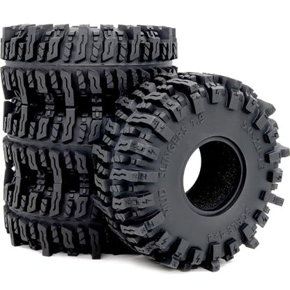 5.0'' Tall RC 1.9 Crawler Tires Soft Sticky T8 Mud Slingers Tyre for 1/10 Rock Crawling TRX4 high Trail SCX10 Wraith Upgrades, HS701545