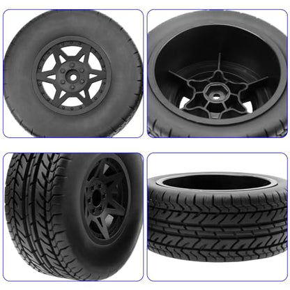 Not-Glued 4-Pack RC Short Course Truck Wheels & Tires w/Foam Inserts OD110mm Compatible with Losi Tenacity Traxxas Arrma HPI Redcat Blackout 1/10 RC Short Course,6-Spoke