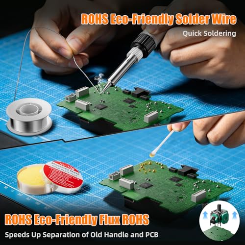 90W Digital Soldering Iron Kit for Electronics with Adjustable Temperature | 356-932°F (180-500°C) with ON/OFF Switch, Includes Desoldering Pump, Extra Tips & Accessories