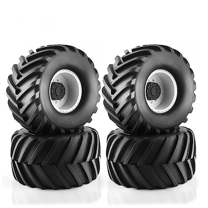 1/8 RC Monster Truck Tires and 17mm Hex Wheels Rims Rubber Buggy Tyres for 1:8 Scale Off Road Truck Car Kaiju Tmaxx E-Revo 3.3 Arrma Kraton 6S Typhon 3S Traxxas Maxx HPI Redcat 4PCS (White) - color: White