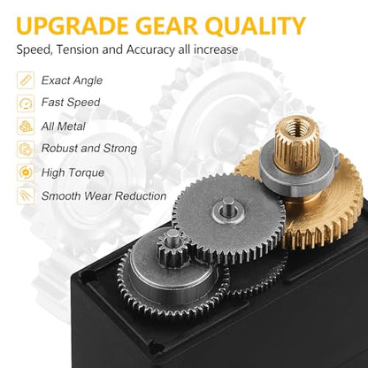 Deegoo-FPV MG995 Metal Gear Digital Servos, 4-Pack | 13kg-cm torque at 6V, 180° travel, metal gears and ball bearing design for RC vehicles, robots and mechanical arms. - style: MG995-4pack