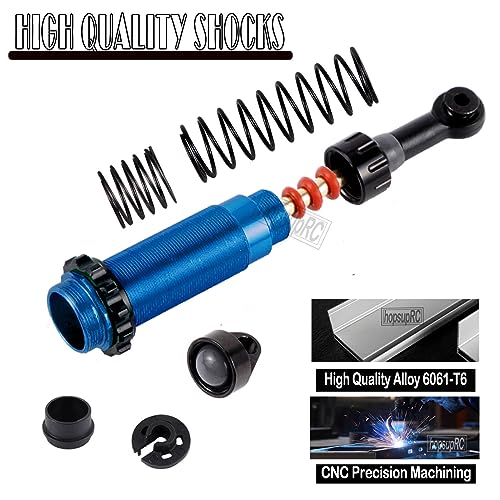 Full Aluminum Big Bore RC Shocks Absorber Damper Upgrades Part for 1/10 Slash/Stampede/Rustler/Bandit VXL 4X4 2WD,Front Rear Assembled Full Metal Shocks,4PCS Navy Blue - color: Navy Blue/4pcs