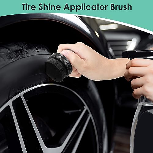 Dreyoo 2 Pack Car Tire Shine Applicator Brush with Seal Cover Included | Automotive Tire Dressing Applicator, Detailing and Car Wash Kit for Vehicles Shine Polish Wax, High Density Soft Bristles