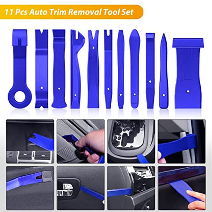 GOOACC 200Pcs Auto Trim Removal Tool and Push Pin Retainer Clip Set | Fastener Terminal Remover Adhesive Cable Clips Round Handle Crowbar Kit Car Panel Radio Auto Clip Pliers - color: 200Pcs Clips Removal Kit Blue