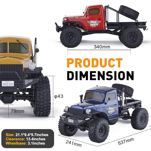 FCXㅤ RocHobby Atlas S 1/10 RC Crawler, 2.4Ghz RC Rock Truck Off Road, RC Car Indoor&Outdoor 2 in 1, RC Rock Crawler 4x4 Hobby Grade for Adults Need to Complete with Battery (Blue) - color: Blue