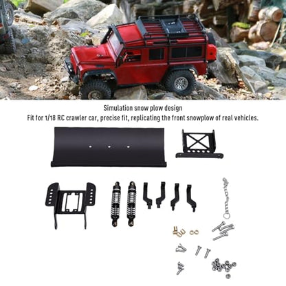 Zunate 1/18 Scale RC Metal Snow Plow Replacement for Crawler, Alloy Front Shovel with Shock Absorption for Winter Scenes & Obstacle Clearing (Black) - color: Black