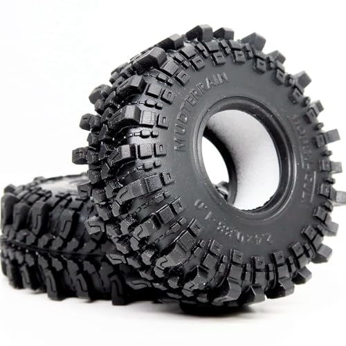HOBBYSOUL 2pcs 1.0 Tires 61 * 22.4mm Soft Sticky Mud Crawler Tyre For RC 1/18 TRX4M 1/24 SCX24 AX24 FCX24 Enduro24 Upgrades, (2-Pack)