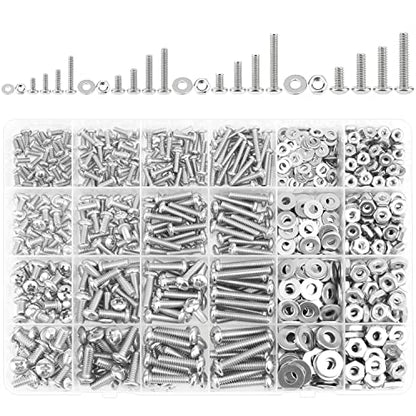 722 Pieces #4-40#6-32#8-32#10-24, Phillips Pan Head Machine Screws Nuts Assortment Kit, 304 Stainless Steel, Fully Machine Thread - size: #4-40 #6-32 #8-32 #10-24