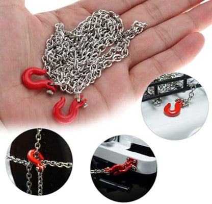 Dilwe RC Car Tow Hook Trailer Chain Set, RC U Shaped Tow Hook Trailer Chain Assemble Parts for RC Climbing Crawler Car Upgrade Part