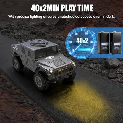 2.4GHz All Terrain RC Military Truck 4WD Remote Control Car Off Road Waterproof with Headlights, Turn Signal Lights and Rechargeable Batteries Vehicle Toy Gifts for Adults Kids Age 8+ (Yellow) - color: Yellow
