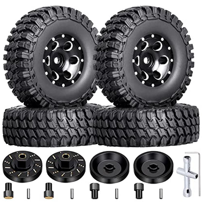 HobbyPark 4pcs 1.0 Beadlock Wheels and Tires Metal Micro Crawler Tires with Brass Wheel Weights Extended Wheel Hubs for 1/24 RC Crawler Car Axial SCX24 Gladiator Bronco C10 Deadbolt Upgrades (Type C) - style: Type C