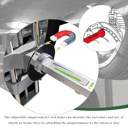 Adjustable Magnetic Gauge Tool, Auto Camber Castor Strut Wheel Alignment Instrument with Magnetic Base, Universal Caster Pillar Wheel Alignment Tool for Car Truck RV Tire Repair