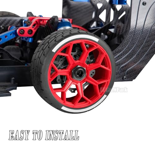 RC Highway Tires Wheel for 1/8 Typhon 6s BLX,1/7 Infraction 6S BLX,Limitless,4PCS RC Drift Tires Rubber RC Highway Wheel,Red - color: Red - (Highway Tires)