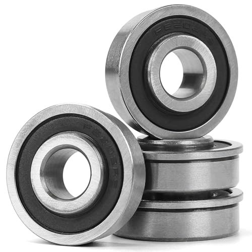 1/2" Deep Groove Ball Bearing, 13x35x13mm Bore Sealed Flanged Steel Bearings Replacement for Wheelbarrow, Lawn Mower, Hand Truck, Garden Cart Tire and Wheels, 4 Pack - size: ID 1/2" x OD 1-3/8"