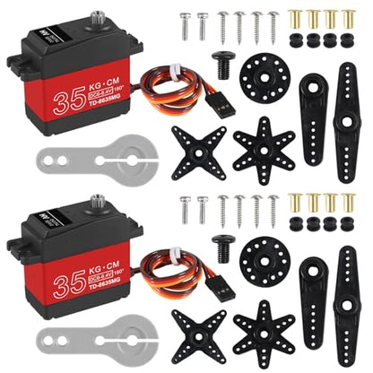 2PACK 35KG RC Servo High Torque Servo Motors, Metal Gear, Waterproof, 180 Rotation, Compatible with 1/6-1/12 RC Cars & Robots - color: 35kg