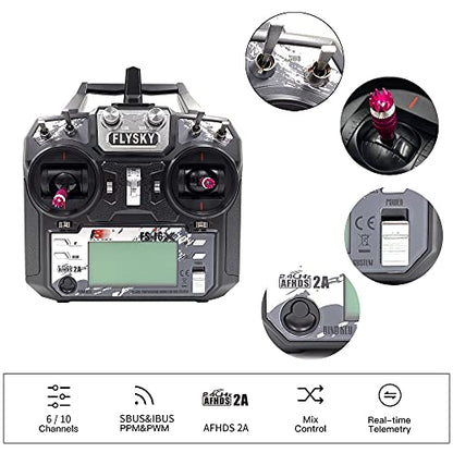 FLYSKY FS-i6X 10CH 2.4GHz RC Transmitter Controller w/FS-iA10B Receiver Upgrade Cable for RC Helicopter Plane Quadcopter Glider (Mode_2)