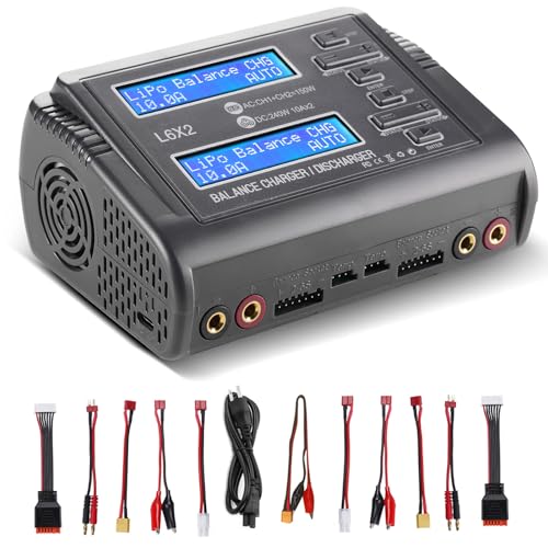 LiPo Battery Charger Dual 10A RC Fast Balance Battery Charger Discharger | RC Car Drone Chargers for 1S-6S LiPo Li-ion Life LiHV 1S-15S NiCd NiMH 2-20V PB Smart Batteries