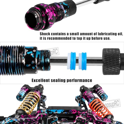 Upgrades Part Front Rear Assembled Full Metal Shocks Aluminum Big Bore RC Shocks Absorber Damper for 1/10 Slash/Rustler/Stampede/Bandit 4X4 4WD 2WD(VXL).colour(4PCS) - color: colour(4PCS)