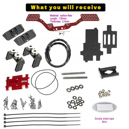 Carbon Fiber Chassis Kit for SCX24, 7° Angled Skid, LCG Chassis Kit for Axial SCX24 C10, JLU, Bronco, Deadbolt, red - color: Red