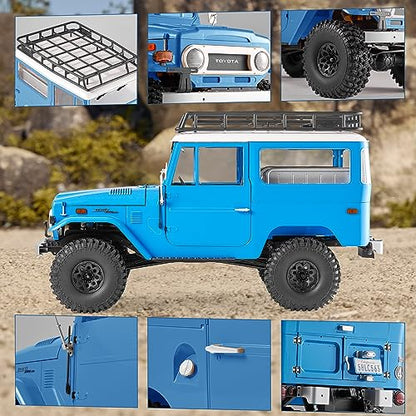 BEEZRC FMS 1/10 RC Crawler FJ40 Toyota Licensed RS 4WD 2.4G Model Rc Car Hobby 4x4 RC Rock Crawler Offroad RC Truck Remote Control Car with Transmitter for Adults (Blue) FMS11035RSBU - color: Blue